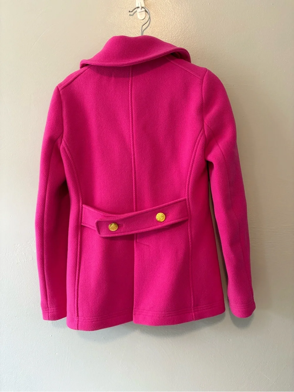 J. Crew Bright Pink Pea Coat Wool - Picture 2 of 7